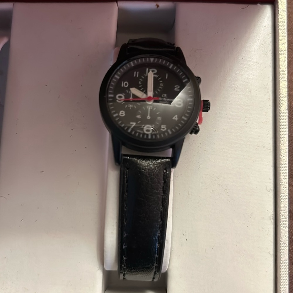 Charles Raymond Ladies black leather watch. Never worn.